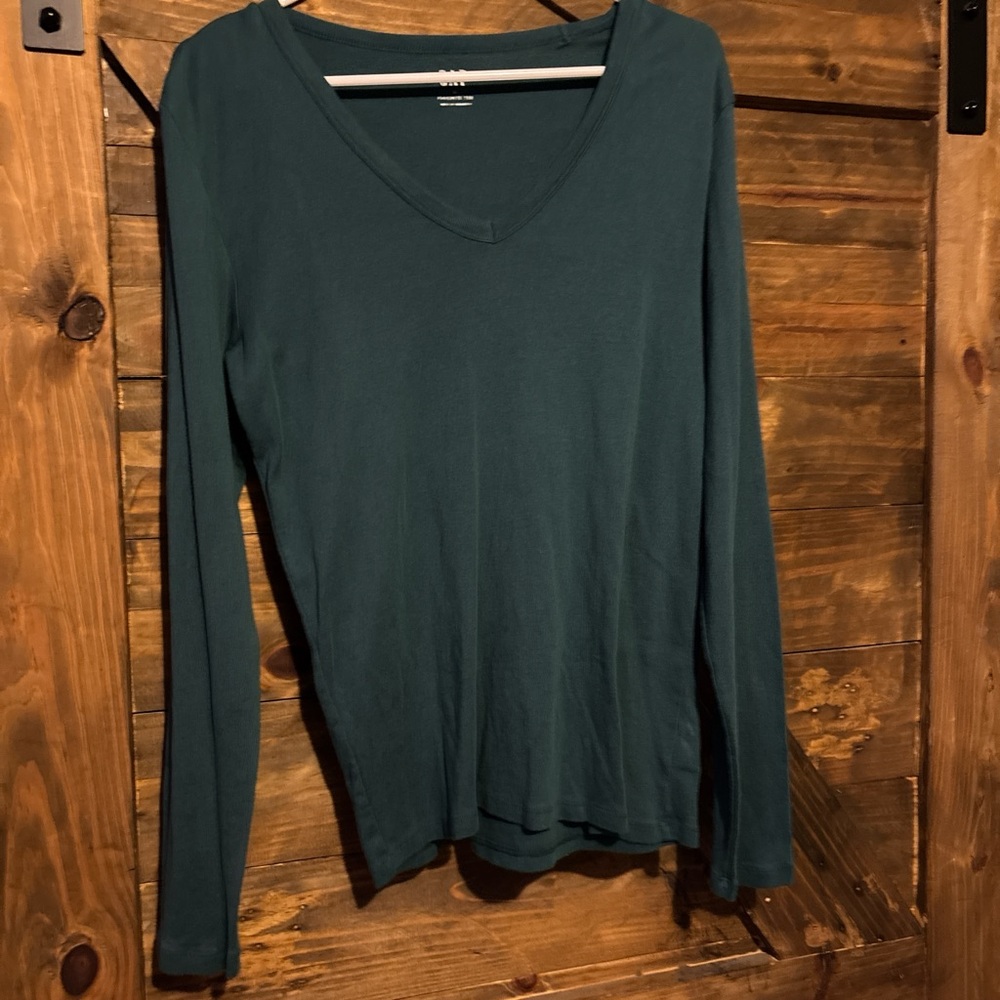 GAP Deep Teal V-Neck Long Sleeve Blouse